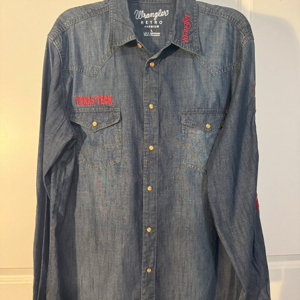 Texas Tech Raiders Wrangler Retro Western Snap Long Sleeve Dress Shirt - Large